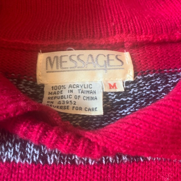 Vintage 80's Fuchsia & Charcoal Preppy Sweater Made in Taiwan Republic of China - Picture 7 of 10